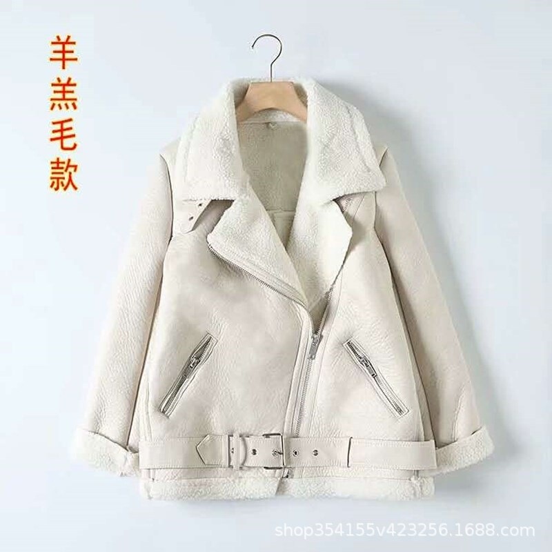 White Lamb Wool Coat for Women, Autumn and Winter, Young Fashion Style, Suede and Fur Integrated, Warm Trendy Outerwear White Lamb Wool Coat for Women, Autumn and Winter, Young Fashion Style, Suede and Fur Integrated, Warm Trendy Outerwear