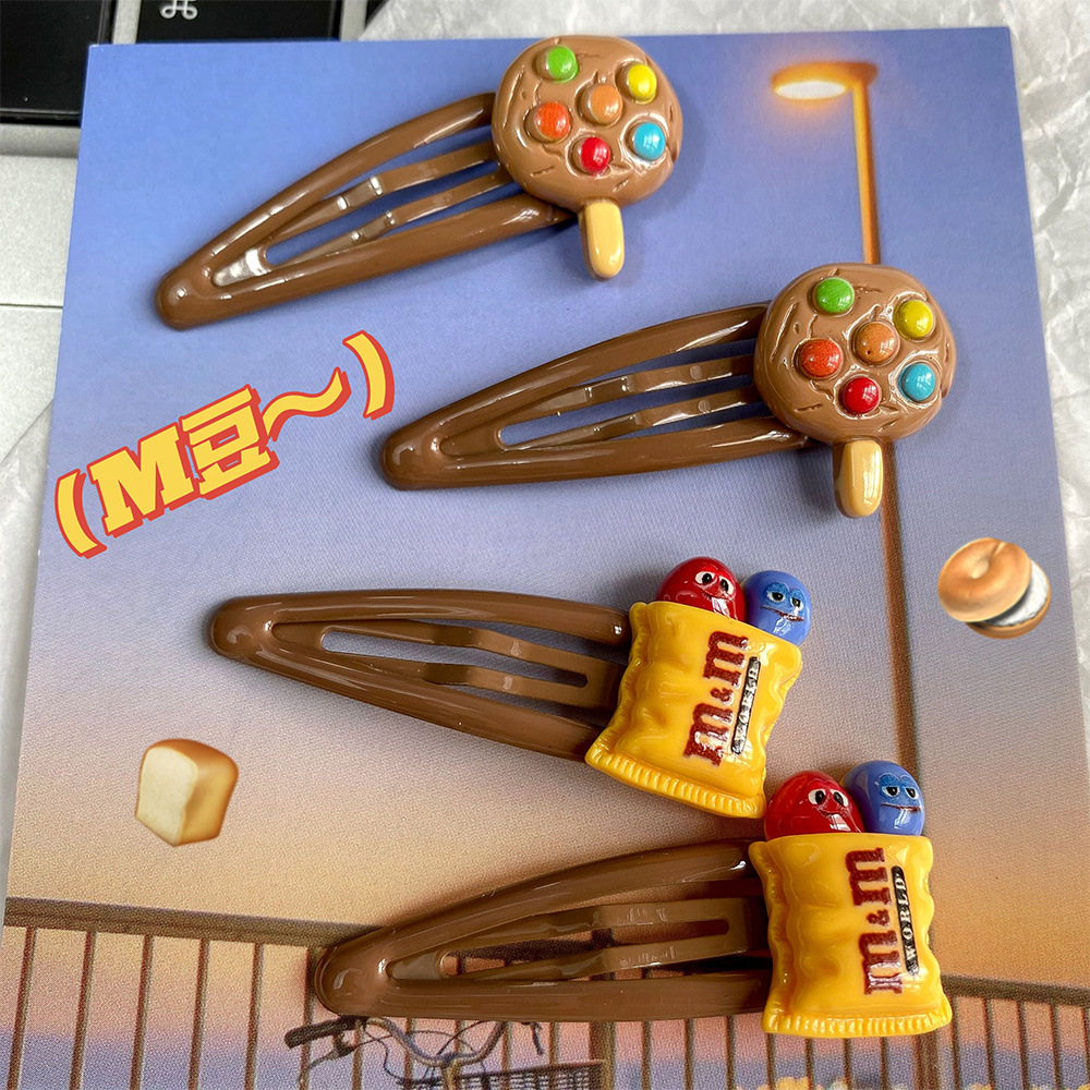 Cute food play M beans BB clip Curry color bangs clip students all-match broken hair side clip headdress hair accessories
