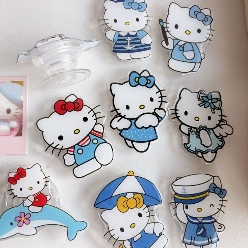 蓝色系天使翅膀kitty支架适用任何手机气囊3m粘贴式桌面懒人|undefined
