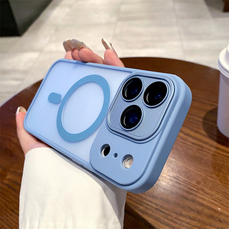 La piel de la escudo esmerila succión magnética para Apple 17PRO caso de teléfono celular iPhone 16 / 15 lente película protector a prueba de caídas