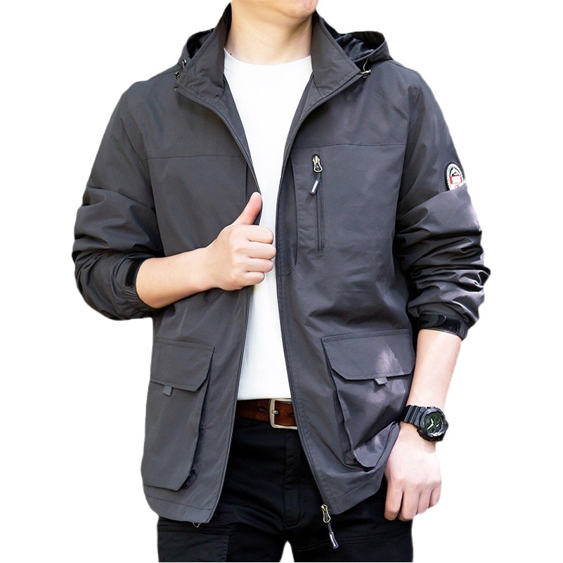 Cross-border Aliexpress vestir de asalto para hombres, abrigo deportivo ventilado al aire libre, chaqueta grande para hombres, chaqueta abierta