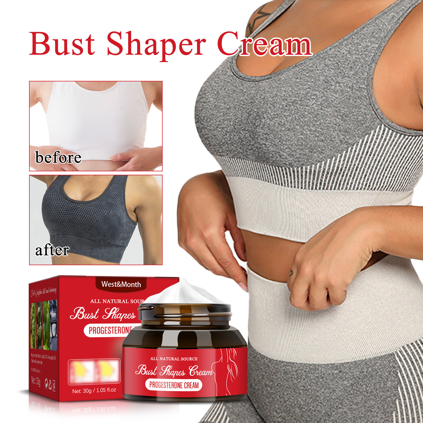 Chest West&Month, massaggio rassodante da donna, crema di bellezza per un seno forte e ricco_voghion.com