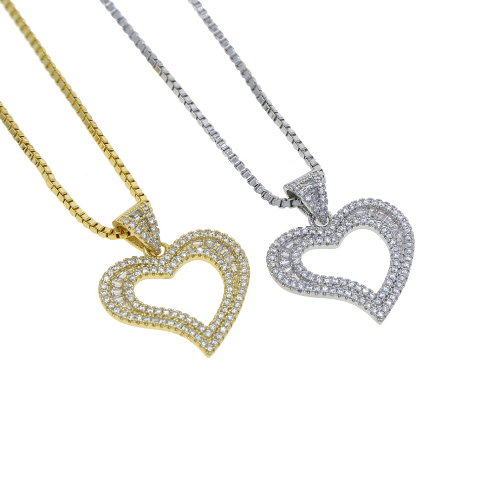 Women's Gender Wholesale Jewelry Retro Classic Style Heart Shape Copper Pendant Necklace Belcher Chain