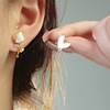 Earrings from pearl, long ear clips, no pierced ears, city style, wholesale