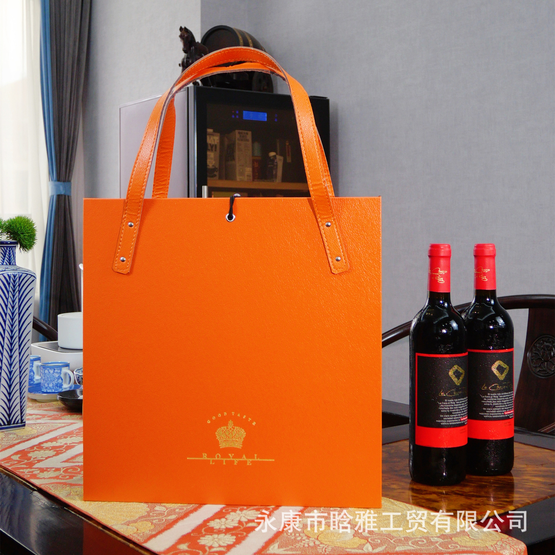 皮质包装盒礼盒手提月饼盒礼盒包装盒红酒盒皮盒带酒杯批发茶叶盒