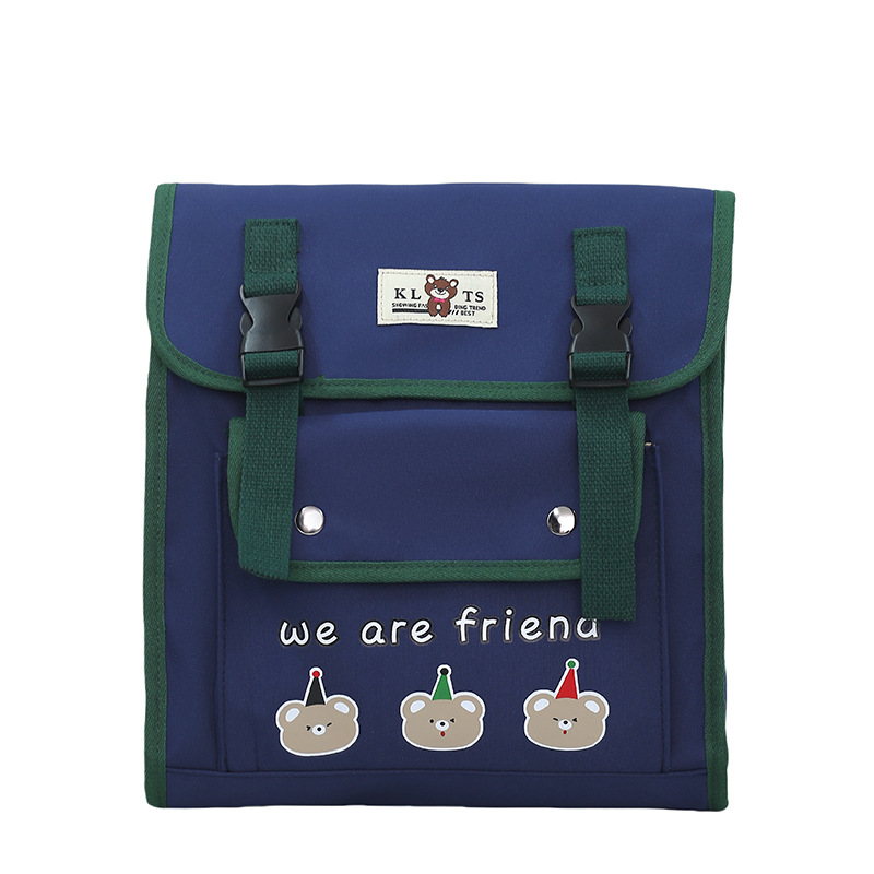 Mochila japonesa para niños y niñas, caricatura, lindos osos, doble botón para bebés, mochila para niños, color contrastante extranjero