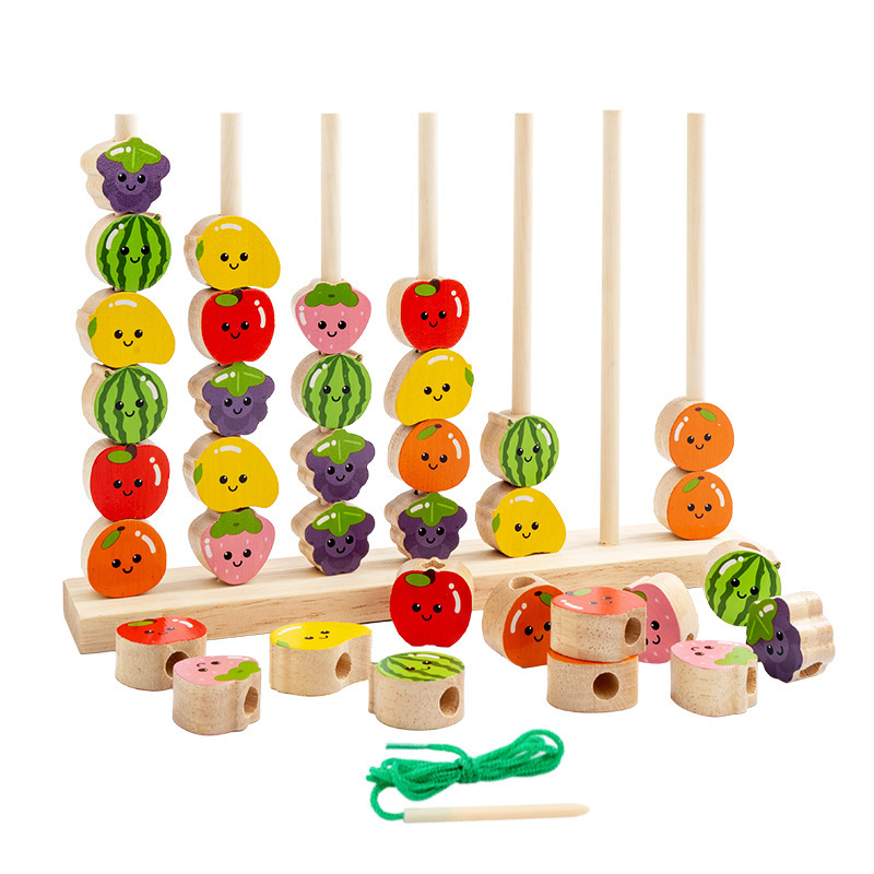Clasificación de color de frutas interesantes para niños, pares de toques, cuerdas, jardín de infantes, juguetes de cuerda para la educación temprana