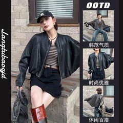2025年秋季新款韩版时尚宽松休闲皮衣女百搭显瘦长袖皮上衣潮ins