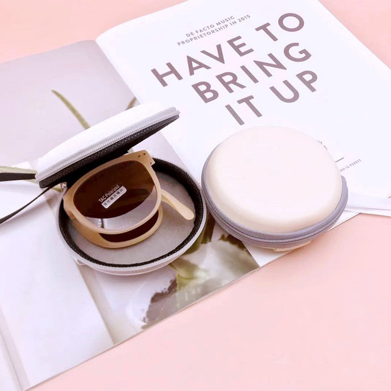 EVA圓形眼鏡盒焦下摺疊眼鏡包超輕便攜摺疊太陽鏡拉鏈包廠家直銷