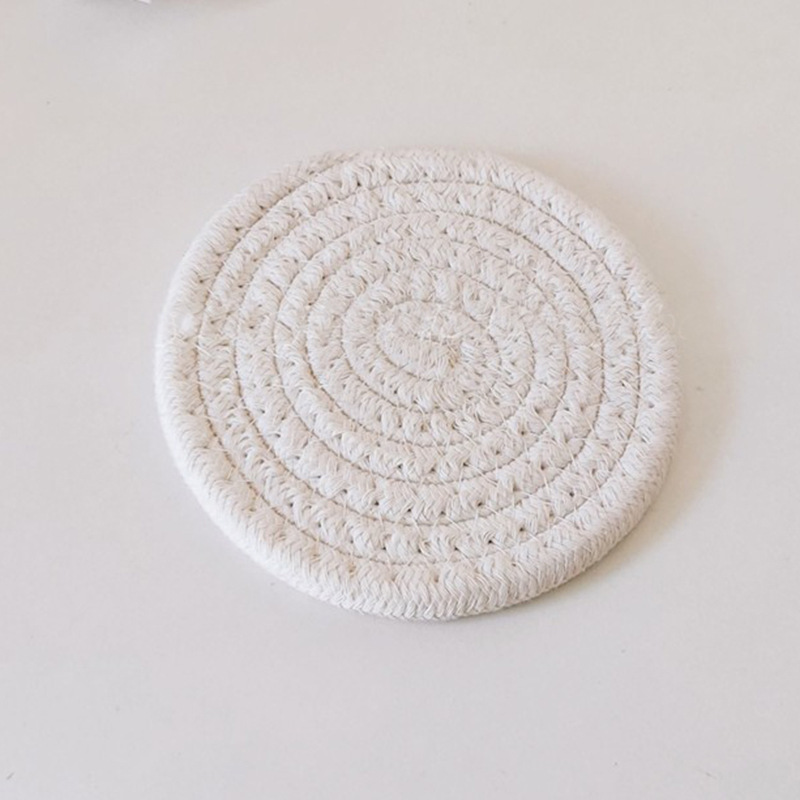 Posavasos de cuerda de algodón 12 cm de blanco redondo