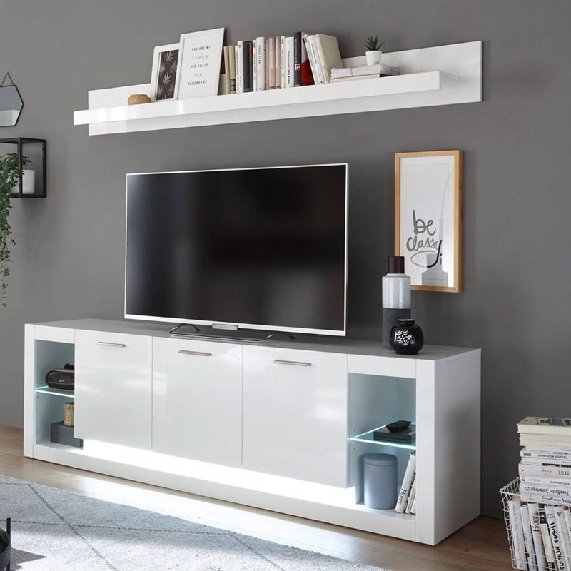 Nuevo gabinete de TV simple moderno alto gabinete TV gabinete sala de estar gabinete de almacenamiento simple luz lujo dormitorio combinación pared