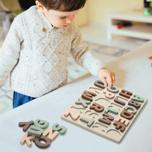 Silicone Letter Cognitive Puzzle Baby English Letter Enlightenment Cognitive Teaching Aaids Early Education Puzzle Stereo Letter Puzzle