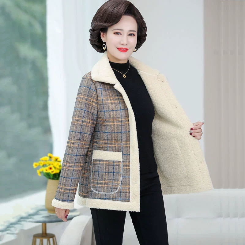 Fleece velvet down jacket, for middle age, western style, increased thickness, plus size