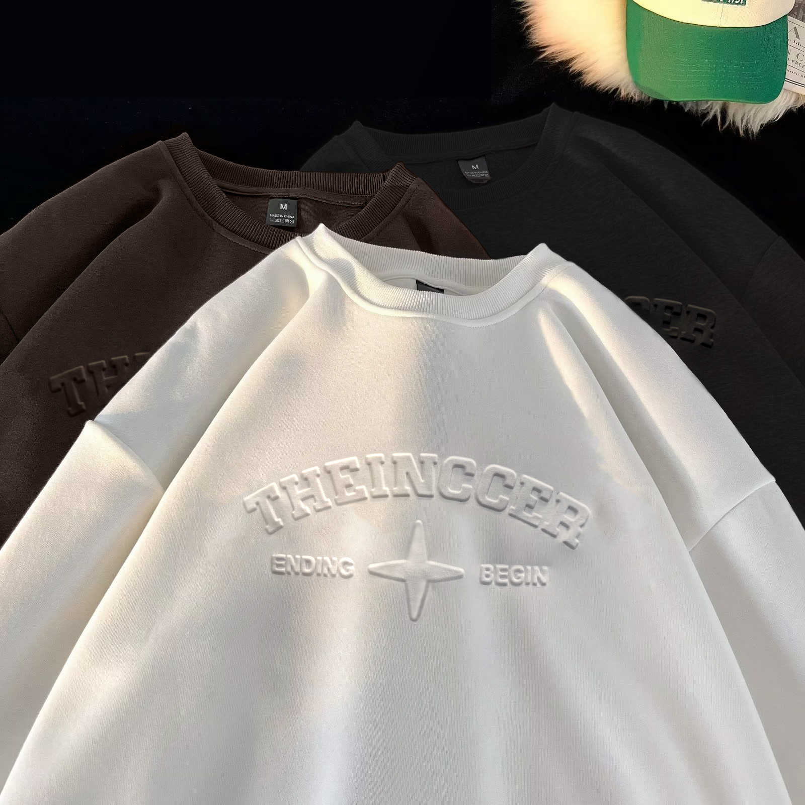 Herrenbekleidung High Street Fashion Marke 3D Stahl gedruckt geprägte Buchstaben Retro Casual Tops_voghion.com