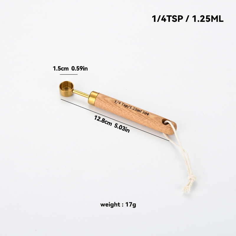 304 ステンレス鋼計量スプーン計量カップセット木製ハンドル計量カップ計量スプーン 4 点セットスケール付きゴールデン計量スプーン計量カップ 8 個|undefined