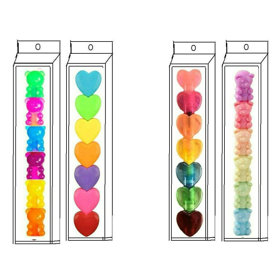 Marcadores de colores para niñas, bloques de construcción Tetris, marcadores con forma de corazón, calamar, conejo y oso