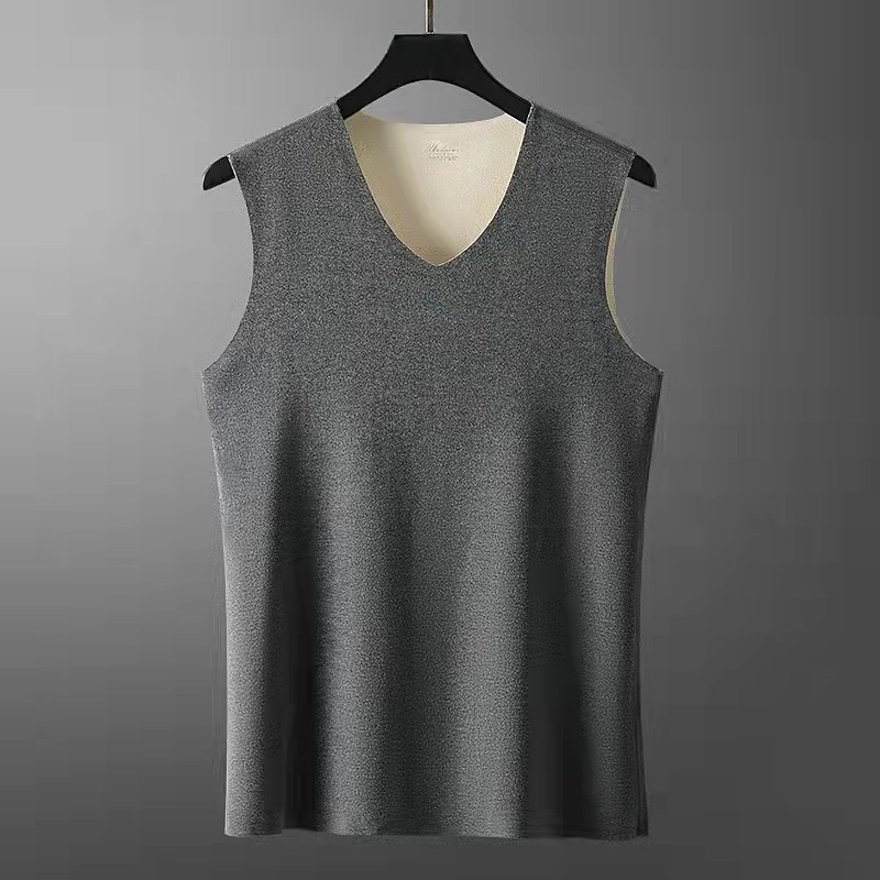 가을, 겨울 양면 벨벳 남성용 원활한 열 속옷 조끼 두꺼운 조끼 슬림 피트 및 벨벳 바닥 탑
