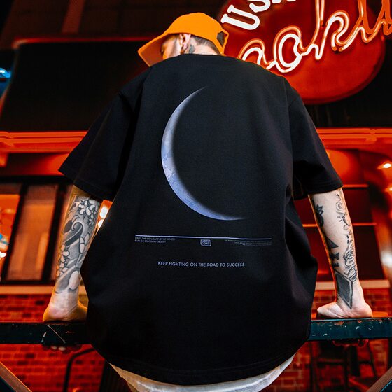Cross-border Short-sleeved T-shirt 2023 New Men's Crewneck ins Trendy T-shirt Loose Korean-style All-match Street Hip-hop Men's Trendy