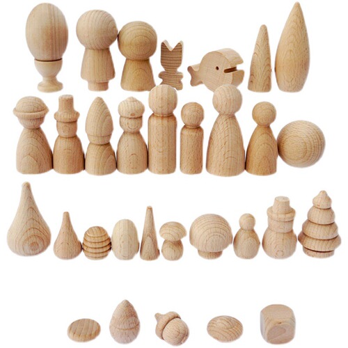 Solid wood beech shaped building blocks essential oil diffusing incense wood logs white embryos without paint can be painted handmade graffiti ornaments for decoration