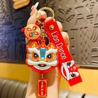 新年吉祥物醒狮钥匙扣挂件书包挂件钥匙链电玩城小礼品钥匙扣定制