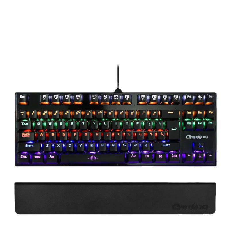 Mechanical Gaming Keyboard With Backlit 87 Keys Wired Blue Switch_voghion.com