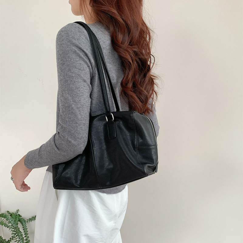 2024 new genuine leather top layer cowhide tote women's large capacity Boston pillow bag, high-end feel_voghion.com