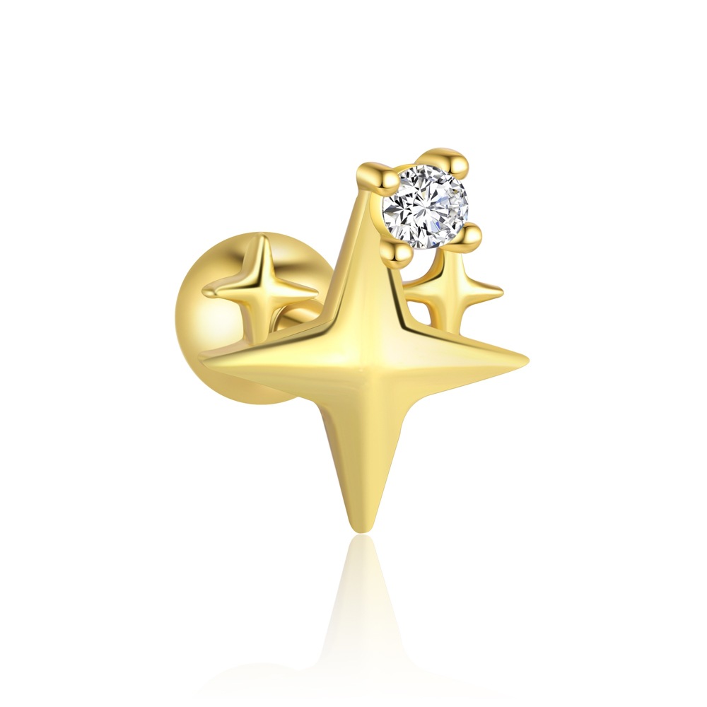 Holiday, Daily Occasion 1 Piece 1 Pair 925 Sterling Silver Zircon 925 Sterling Silver Earrings Geometric Star Bow Knot Drop Earrings Ear Studs