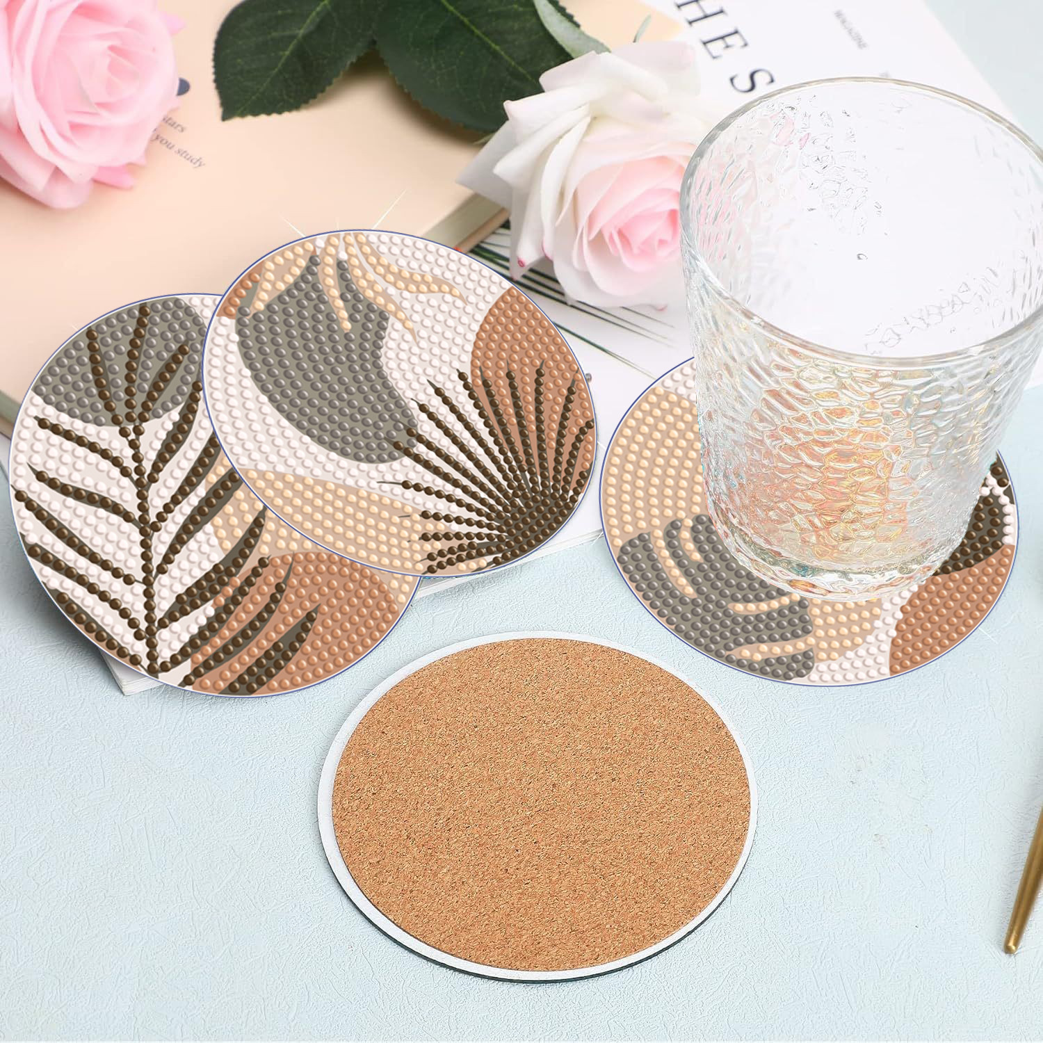 Posavasos acrílicos transfronterizos Diamante pintado Diy mantel TEMU estilo explosivo diamante completo 5d cojín de aislamiento floral hecho a mano