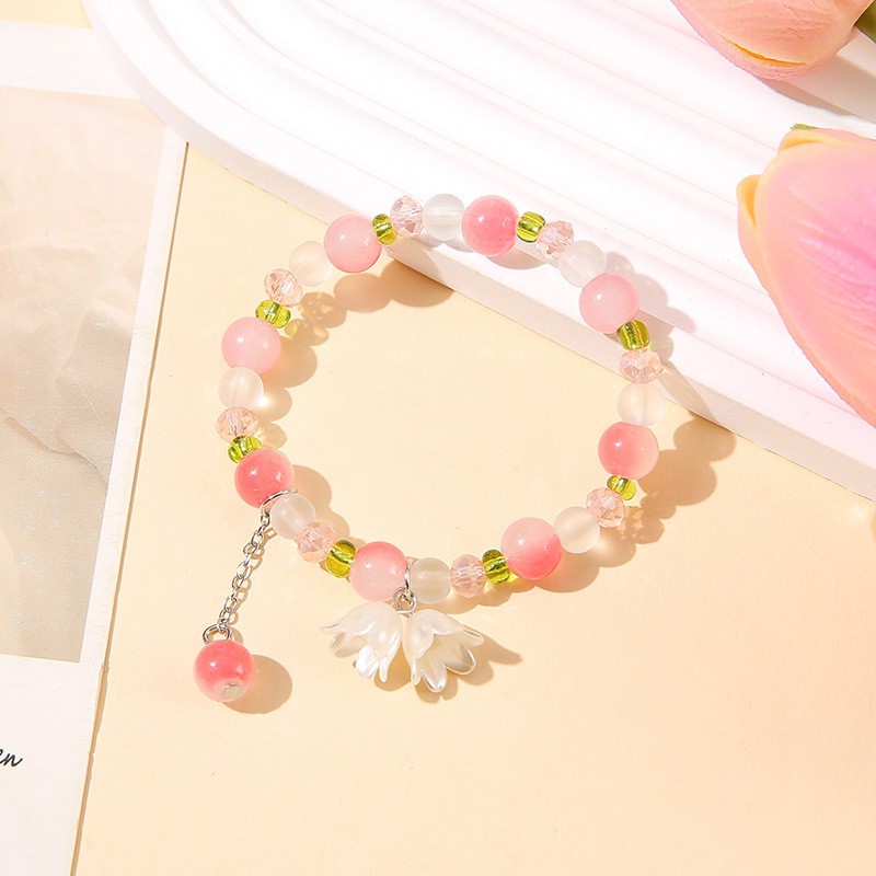 S044-핑크 그라데이션 은방울꽃 팔찌#SZ313용