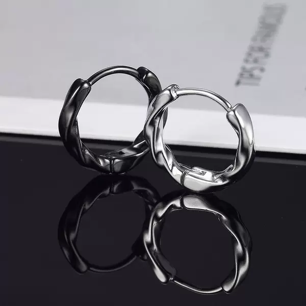 Mobius earrings trendy men's hip hop cold style single earrings fashionable personality plain ring geometric twisted rope ear buckle