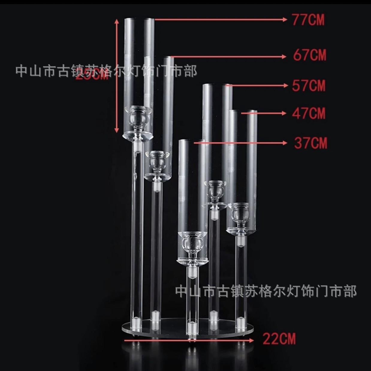 Cruz-frontera accesorios de la boda de acrílico 5-cabeza candelabro fiesta de cumpleaños restaurante occidental casa comedor Mesa Electrónica vela adornos