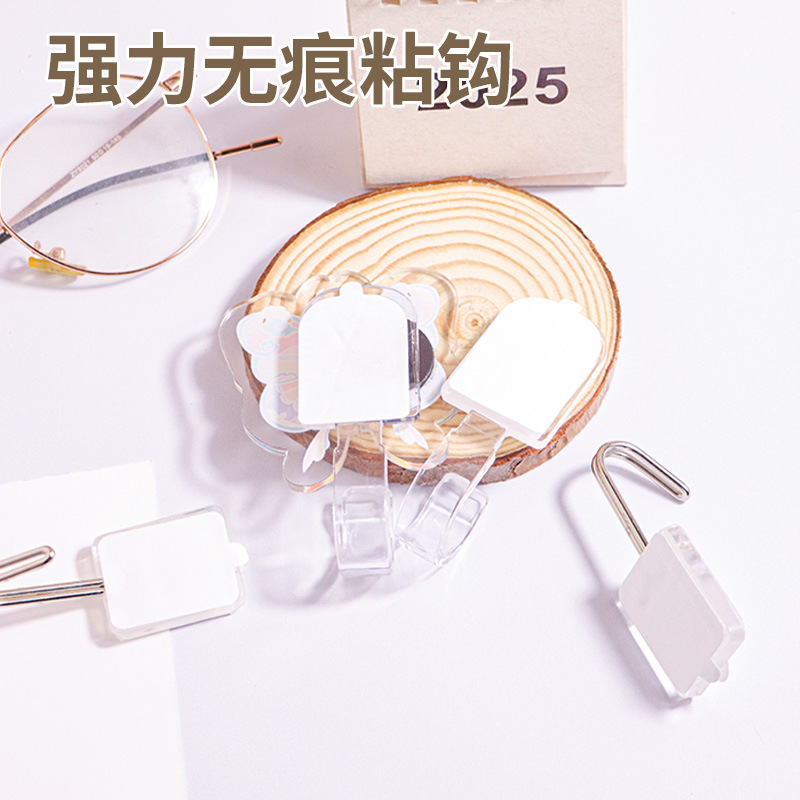 Acrylic Hooks, Transparent Plastic, Double-Sided with Adhesive Film, Strong, Traceless Adhesive Hooks, Storage, Nail-Free, Modern and Simple