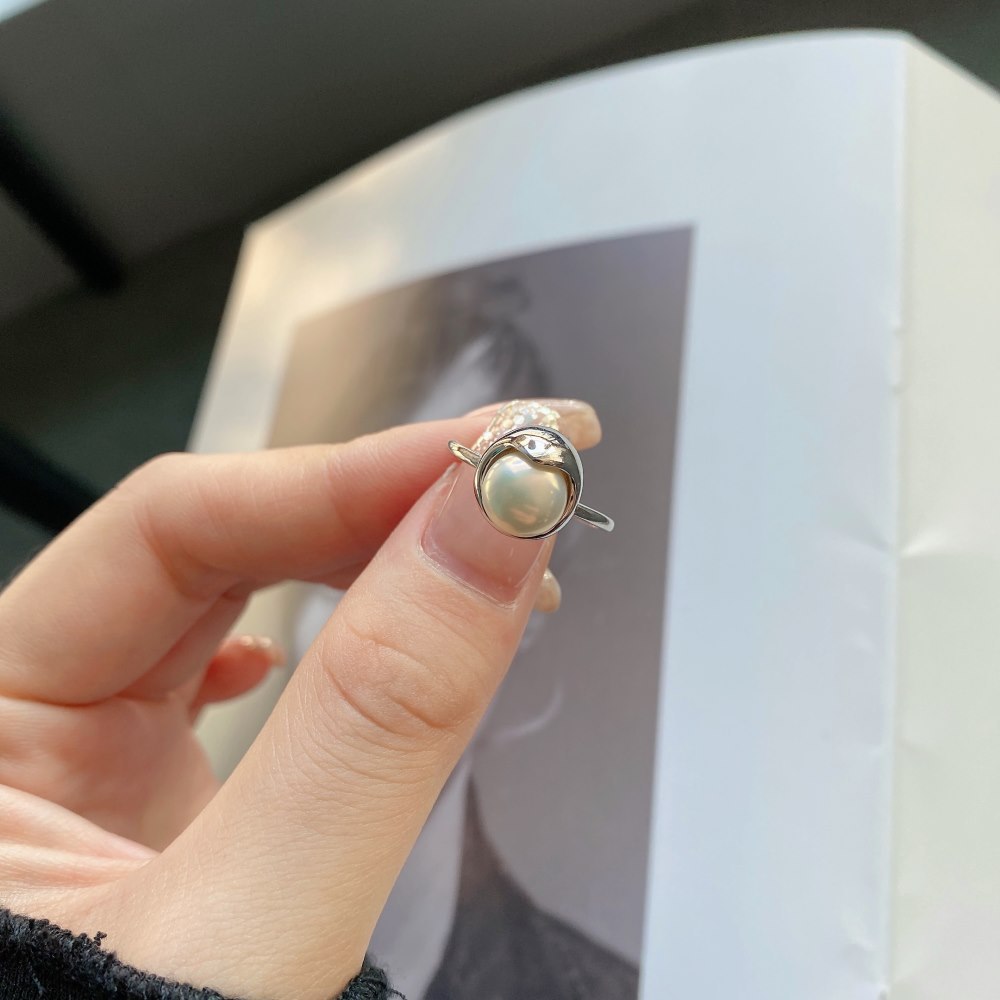 Fashion Geometric Sterling Silver Plating Artificial Pearls Open Ring