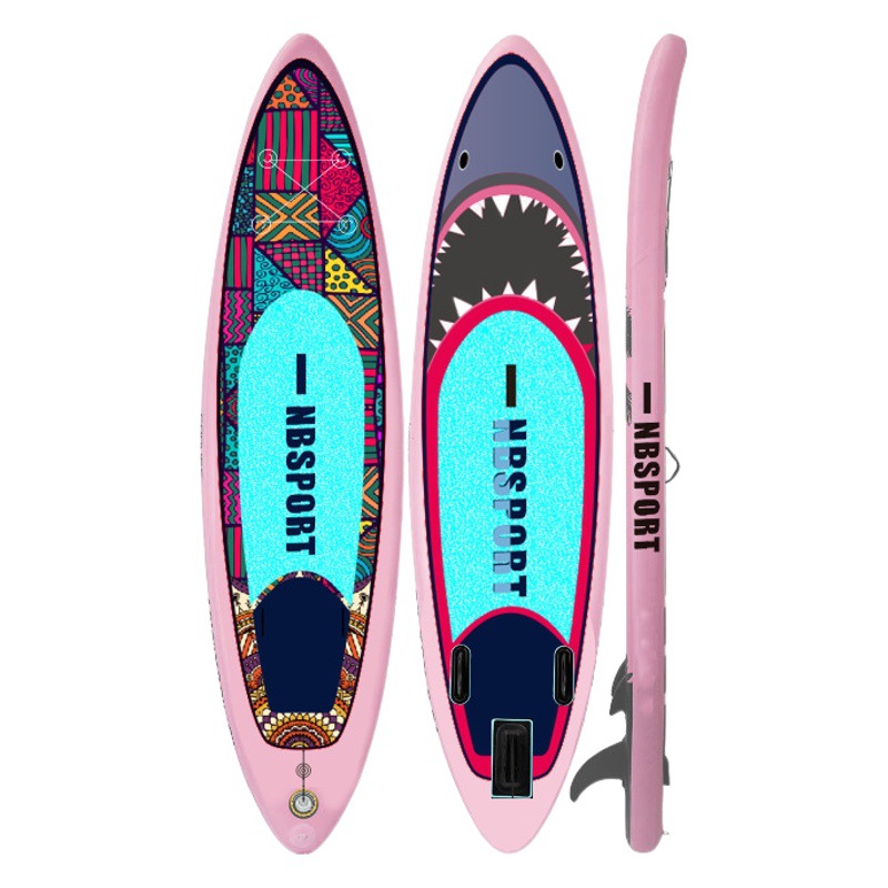 Tablero de esquí inflable blanco y negro Tablero de surf de pie para adultos Tablero de pulpa portátil plegable Tablero de esquí acuático marino profesional