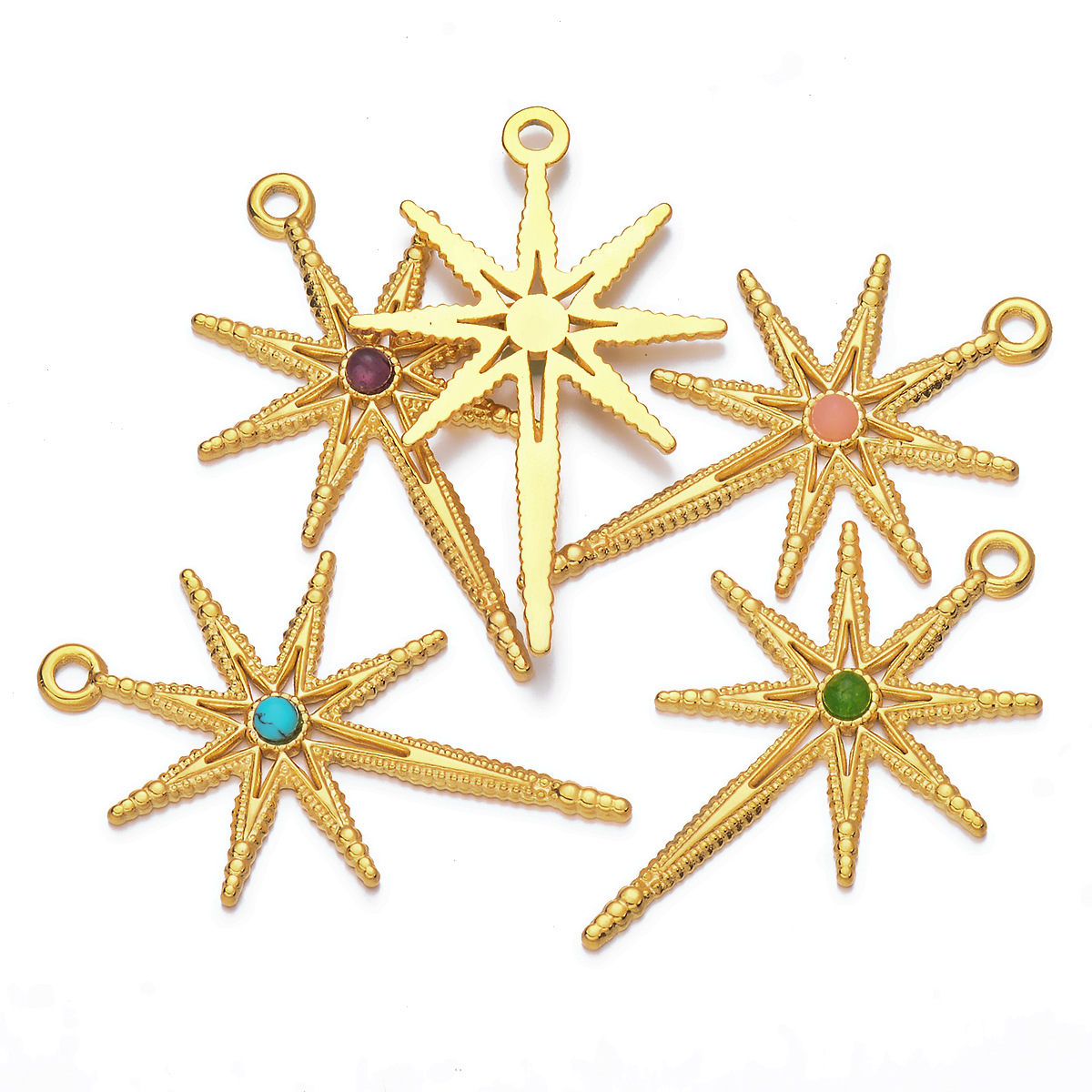 Star Pattern Simple Style Style 5 PCS/Package Stainless Steel Natural Stone Star Pendant