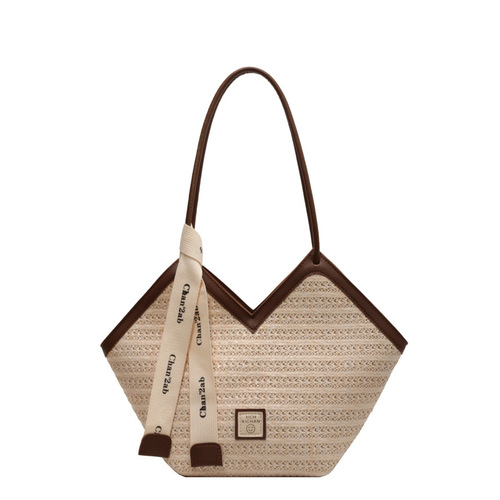 Woven straw bag women's large capacity  new summer versatile shoulder bag texture popular commuter tote bag