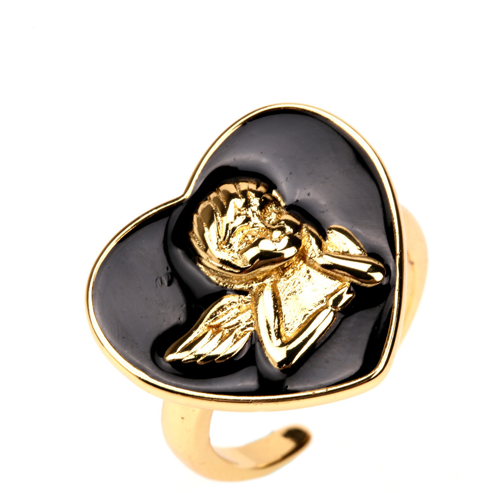 Nihaojewelry Wholesale Jewelry New Oil Drop Heart Angel Pattern Copper Ring display picture 13