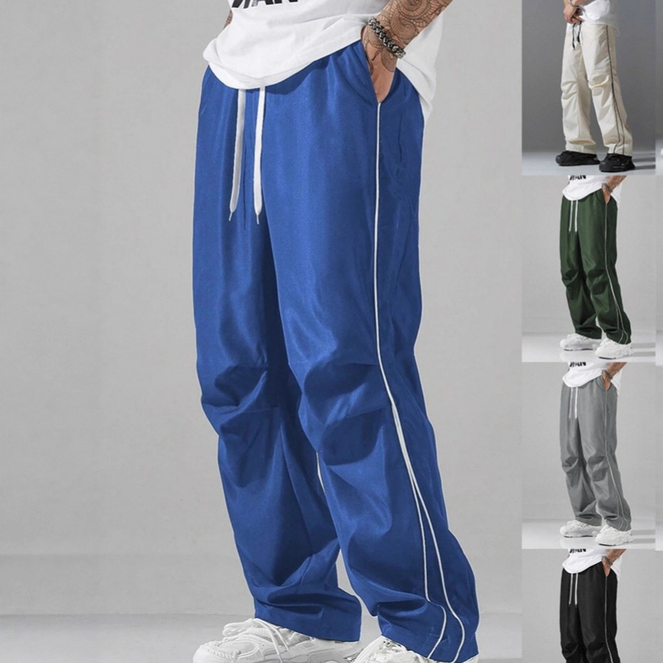 Spring and Summer New American Style High Street Retro Functional Pants Men's Sports Casual Pants Hong Kong Style Loose Straight Pants