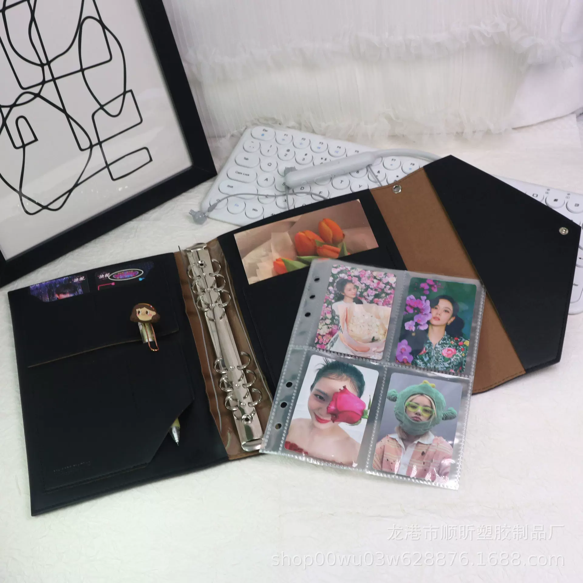 时尚商务活页本笔记本 可替换PU6孔按扣收纳封套手拿包相册本定制