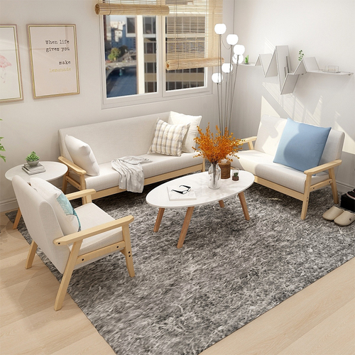 Wholesale Japanese-style sofa, small apartment minimalist solid wood style double chair, leisure rental room bedroom mini single two-person