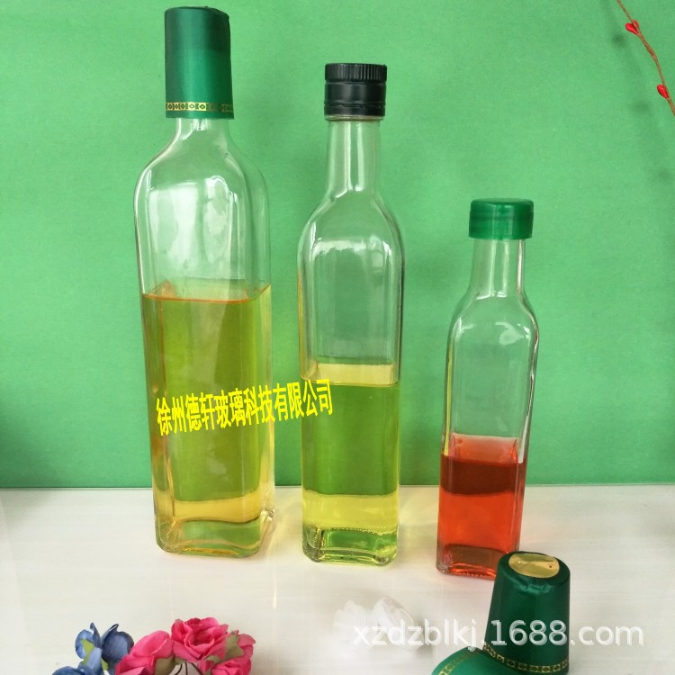 厂家批发100ml-1000ml方玻璃油瓶 250ml透明橄榄油瓶 500ml茶油瓶