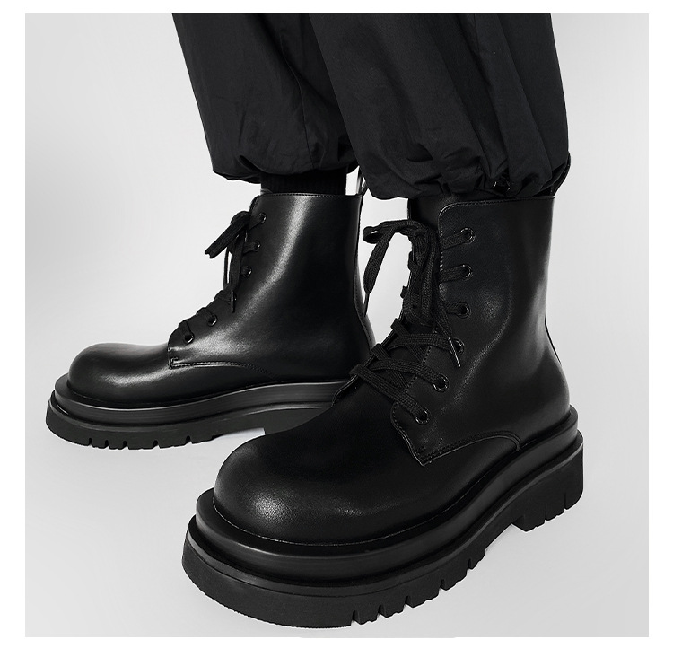 2024 Autumn New 6-Hole Martin Derby Leather Heightening Men's Shoes Couple Versatile Thick Sole Boots_voghion.com