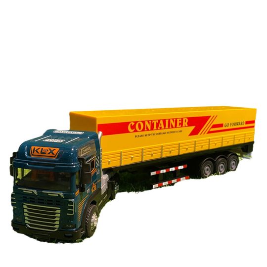 Large alloy double-layer flat model children's transport truck boy baby inertia semi-hanging car toy
