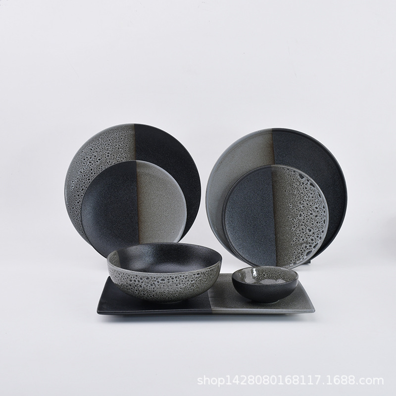 Placa de cerámica comercial japonesa Tai Chi Sushi Placa de restaurante hotel característica tazón de fideos grande placa de filete redonda cubiertos