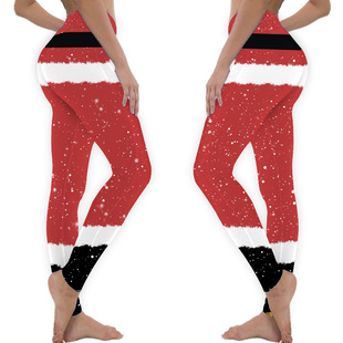 2025 Christmas Pants Amazon New Women's Pants Printed Sports Yoga Pants Peach Butt Elastic Leggings for Women
