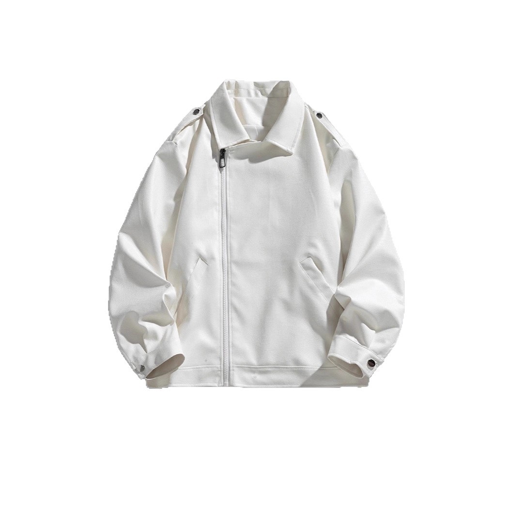 Winter 2025 New Trend Simple Fashion Trend Lapel Button Jacket Casual Leather Men_voghion.com