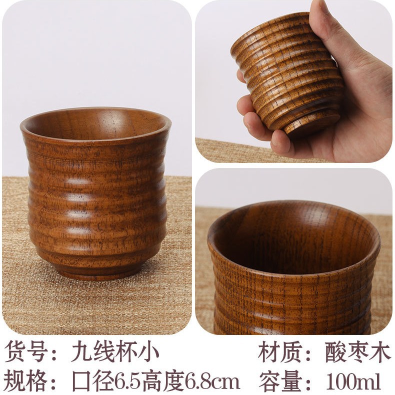 Fábrica directa creativa taza de té chino cilíndrico práctico taza de madera anti-escaldado taza de madera al por mayor gran cantidad de descuento
