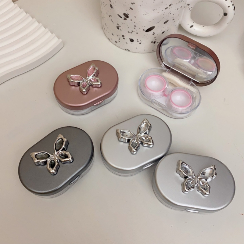 高级感隐形眼镜盒带镜子便携多个装轻奢高颜值美瞳盒子夹子镊子