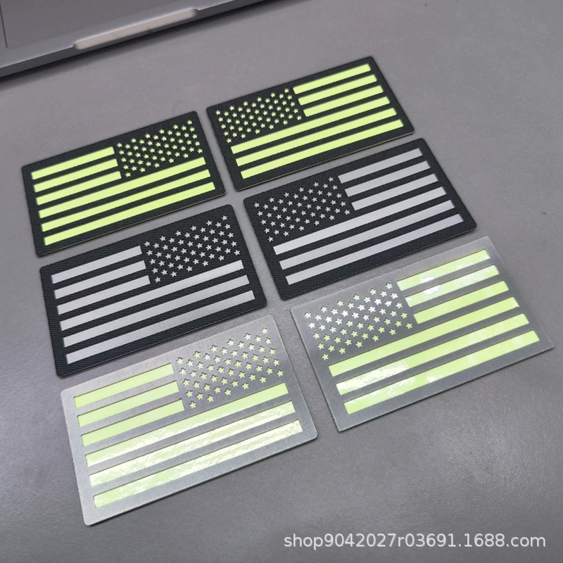 Светящаяся Светоотражающая вышивка американского флага тканый резиновый штамп на липучке IR повязка на липучке оптом Военные Аксессуары для фанатов
