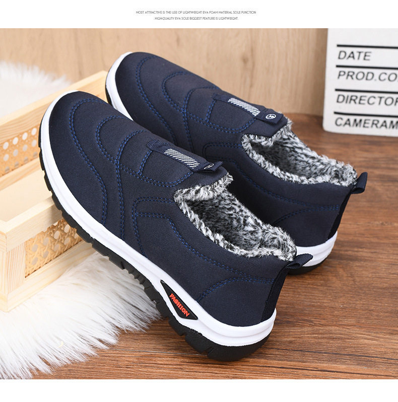 Giày vải bạt nam cổ thấp lót nhung giữ ấm, giày đi bộ đế bằng chống trượt — D09 nam cotton-màu xanh, D09 nam cotton-đen chi tiết 16